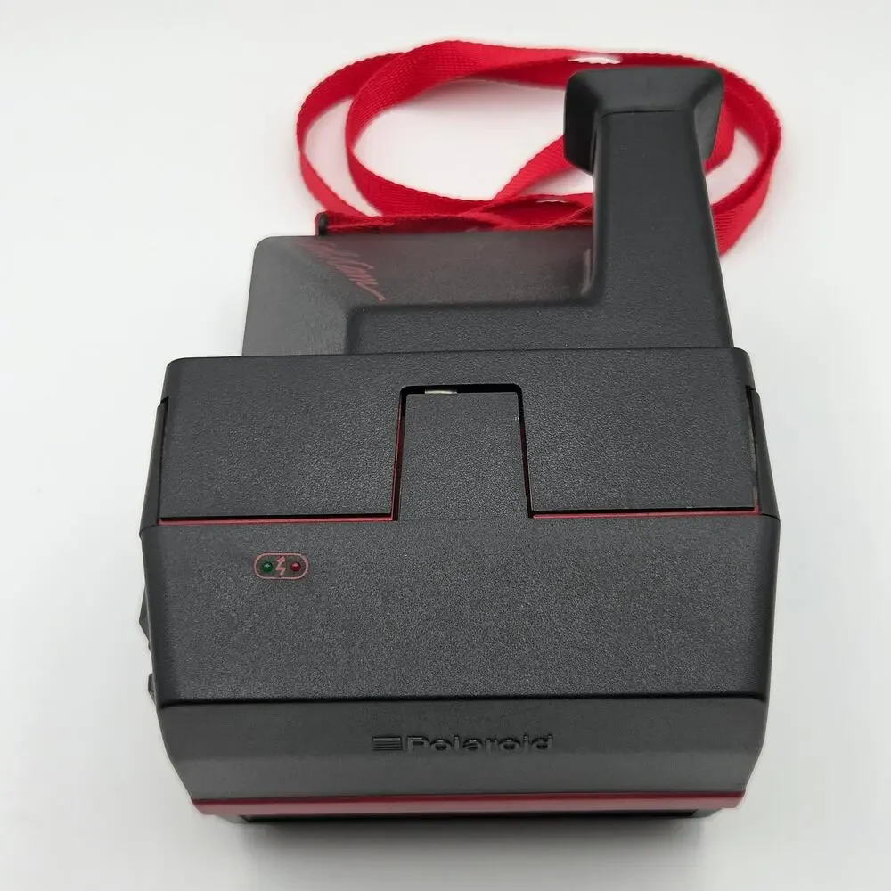 Polaroid Vintage Cool Cam 600 Red And Black Instant Camera With Shoulder Strap